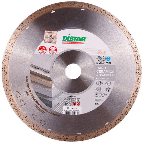 Круг алмазный Di-star 230 мм 25.4 1A1R Hard ceramics Advanced (11120528017) алмазный диск distar 1a1r hard ceramics 125 х 22 2 мм сплошной