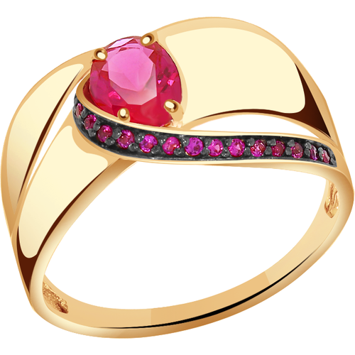 Кольцо Diamant online, золото, 585 проба, корунд, фианит, размер 18