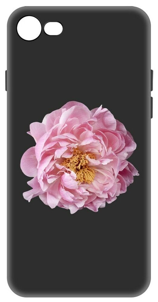 Чехол-накладка Krutoff Soft Case Розовый пион для iPhone 7/8 черный