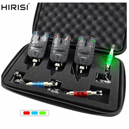 фото Набор электронных сигнализаторов поклёвки 3+3 (электронный сигнализатор 3 шт + свингер 3 шт) / индикатор клёва / звуковой светодиодный датчик детектор hirisi