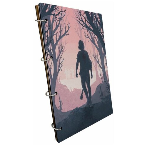 Тетрадь со сменными блоками на кольцах, A4 120 листов с деревянной обложкой игры The Last Of Us - 140