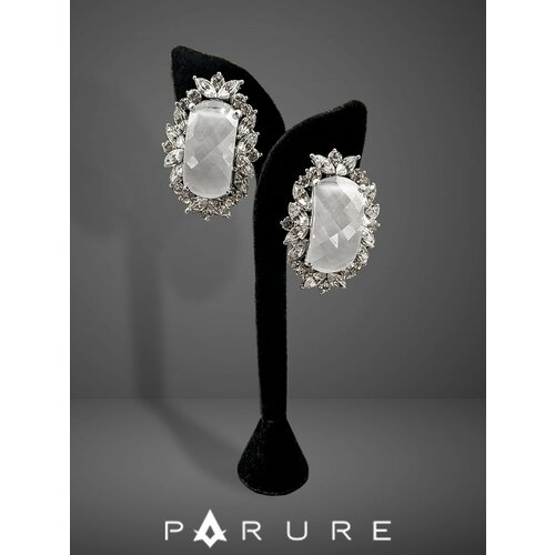 Серьги с подвесками PARURE, искусственный камень, белый