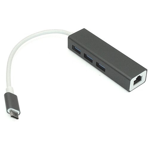 Адаптер Type-C на USB 3.0*3 + RJ45 серый порт репликатор vention usb c to usb 3 0x3 rj45 pd hub 0 15m gray aluminum alloy type tnfhb