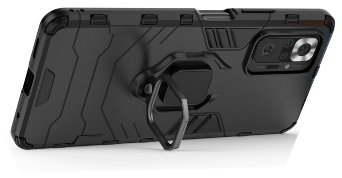 Противоударный чехол с кольцом Panther Case для Xiaomi Redmi Note 10 Pro / Note 10 Pro Max черный