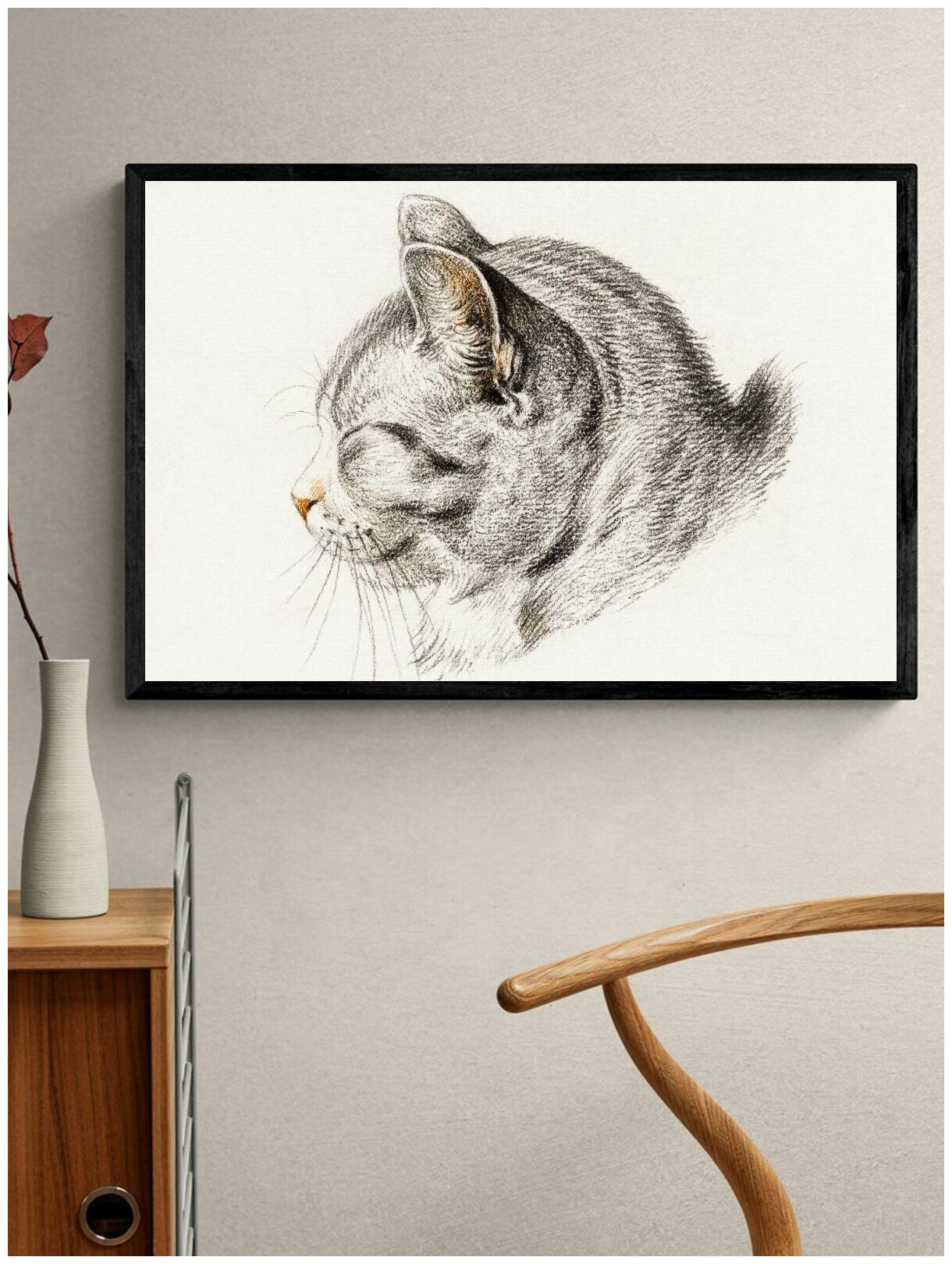 Постер / Плакат / Картина Задумчивый кот 40х50 см в подарочном тубусе