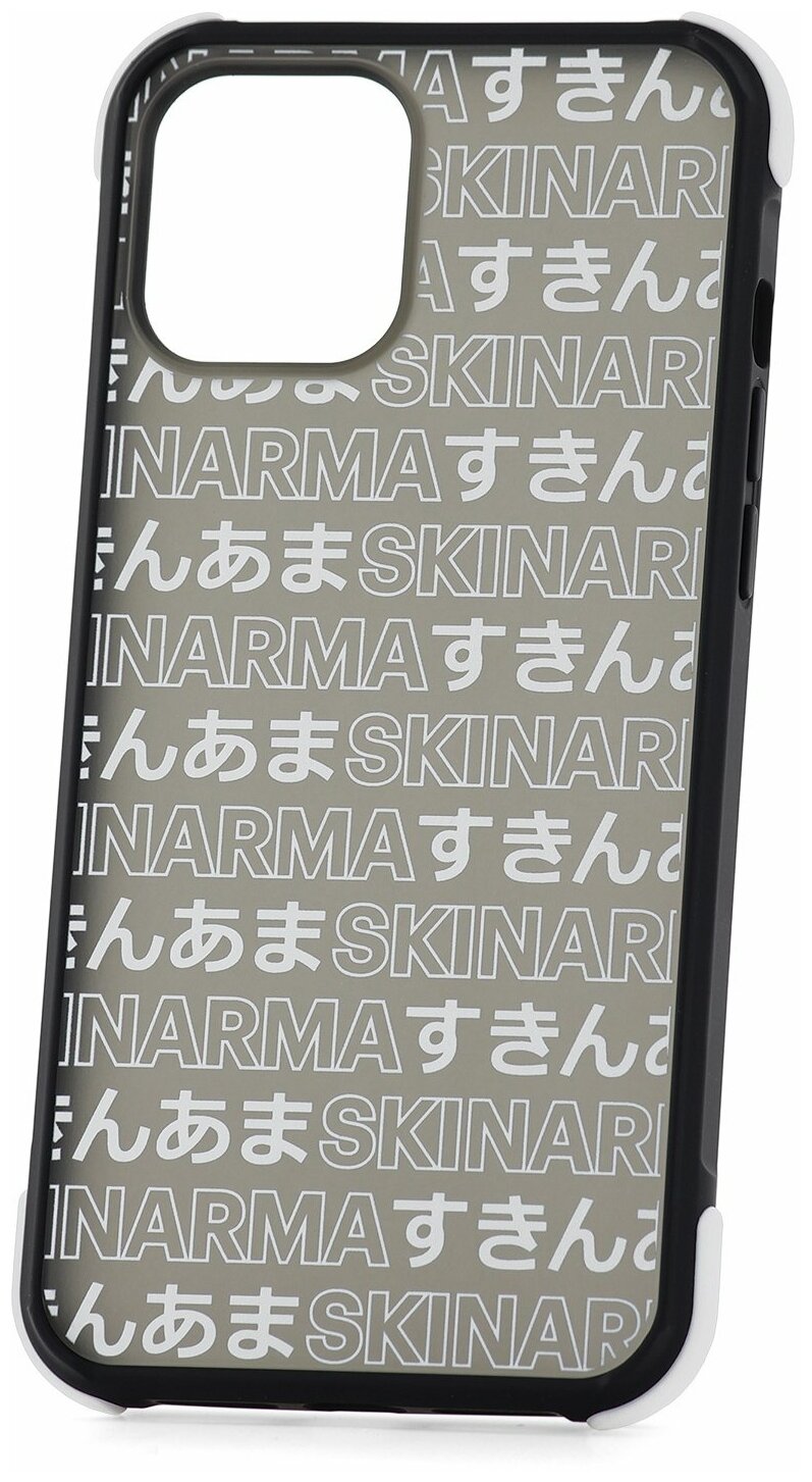 Чехол для iPhone 12 Pro Max Skinarma Kotoba Black, противоударная пластиковая накладка с рисунком, матовый силиконовый бампер с защитой камеры