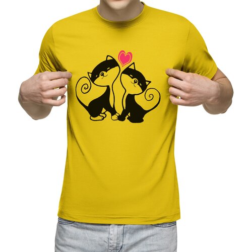 Мужская футболка «Кошачья любовь» (S, серый меланж)