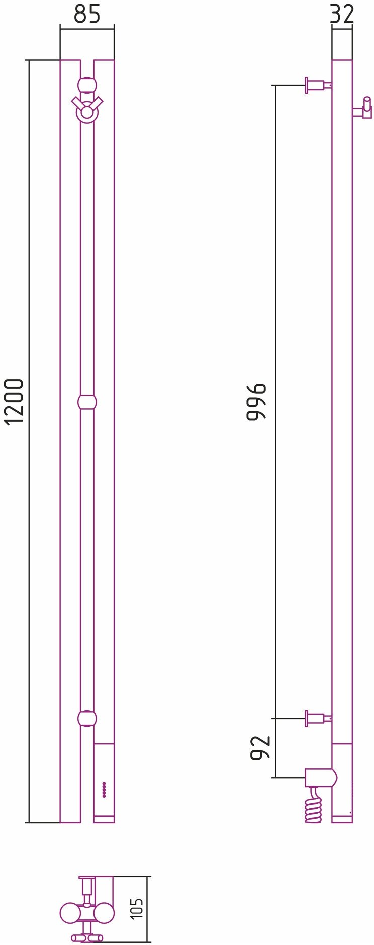 Электрический полотенцесушитель Сунержа Нюанс 3.0 1200 матовый белый арт. 30-5843-1253 - фотография № 4