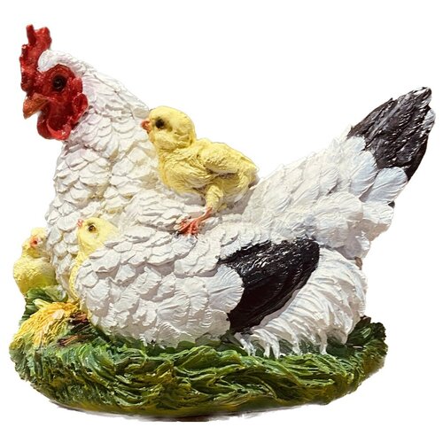 Садовая фигурка Курица-наседка с цыплятами Н-23 см
