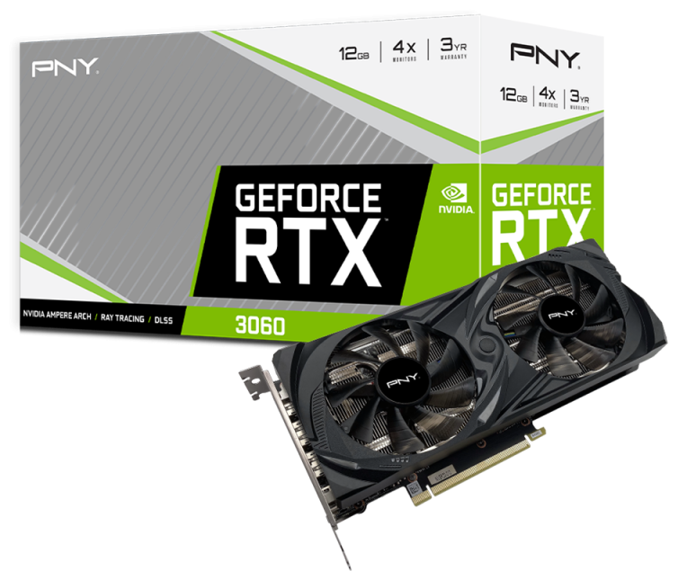 Видеокарта PNY GeForce RTX 3060 12288Mb UPRISING Dual Fan Edition VCG306012DFMPB