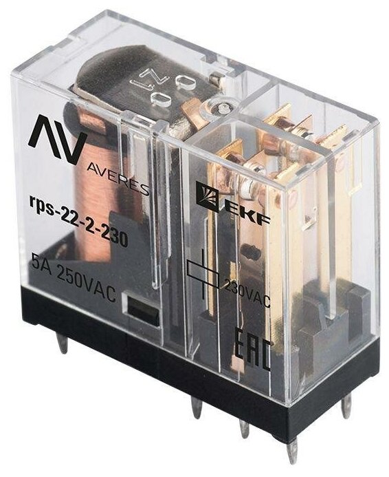 фото Реле промежуточное РП slim 22/2 5А 230В AC AVERES EKF rps-22-2-230