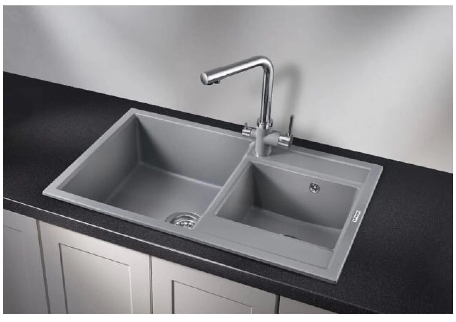 Кухонная мойка GRANULA GR-8201, кварц, 80см х 50см, пирит - фото №2