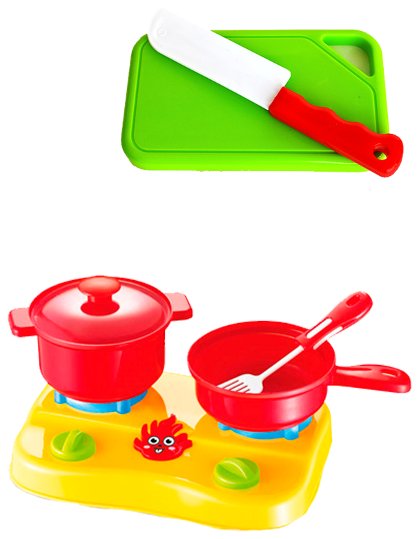 Игровой набор режем фрукты и овощи на липучке, с плитой и посудой, 18 предметов