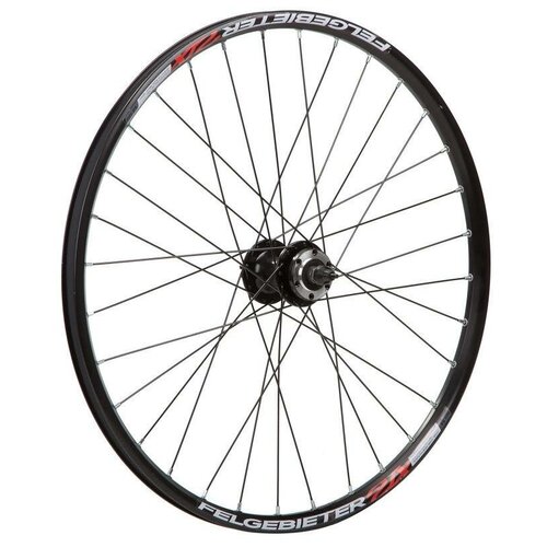 фото Колесо 24" переднее 32 спицы двойной обод (колесо 24" переднее,двойной обод, пистонир, под disc 32отв, втулка sf b27f аллюм, экс-к, пром подшип) felgebieter