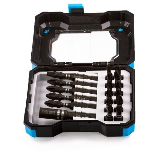 фото Набор бит suretorq для ударного шуруповерта с магнитным держателем бит в кейсе, 18 предметов