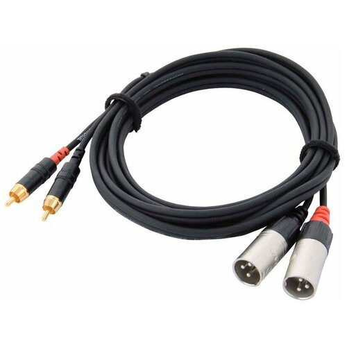 Cordial CFU 3 MC кабель сдвоенный RCA—XLR male, 3.0м, черный кабель с разъемами db9 папа папа 3 метра