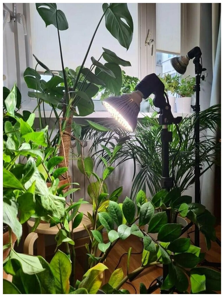 Светодиодная фитолампа для растений, орхидей полного спектра, цоколь Е27 / фитосветильник Sunlike SMD 4000k + 660nm, 25 Вт - фотография № 10
