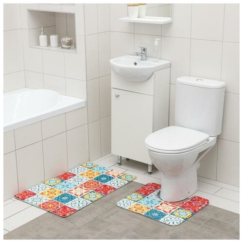 Набор ковриков для ванной и туалета SAVANNA «Мозаика», 2 шт: 50х80 см, 40х50 см