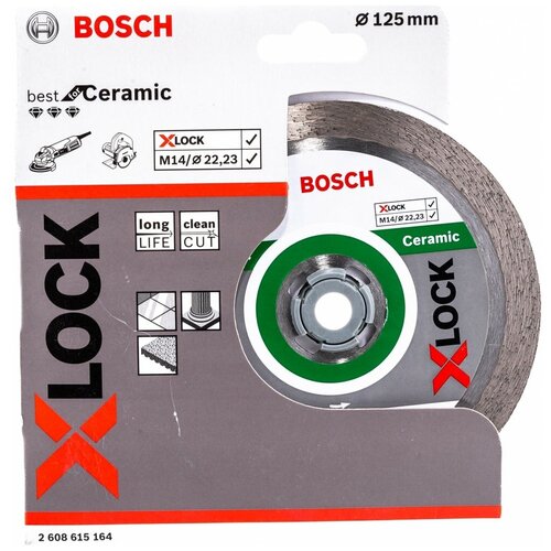 Алмазный диск по керамике 125×22.23×1.8×10 мм X-LOCK Best for Ceramic Bosch 2608615164