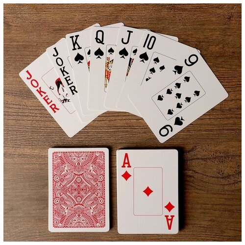 фото Игральные карты "golem" для покера, 54 шт. в колоде, красная рубашка, jumbo index qwen
