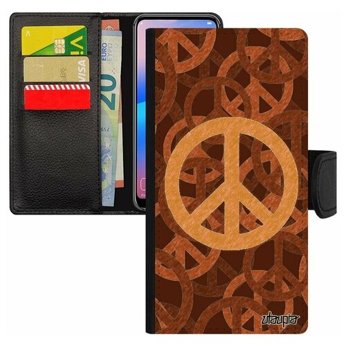 фото Чехол книжка на мобильный samsung galaxy s7 edge, "peace and love" мандала пацифизм utaupia