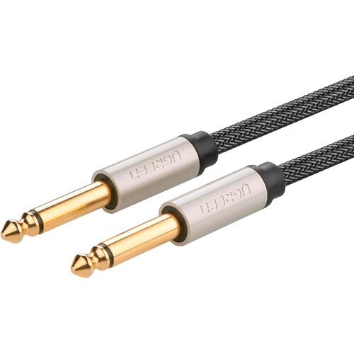 Кабель UGreen jack 6.3 mm - jack 6.3 mm (10638), 2 м, 1 шт., серый кабель ugreen av128 10638 6 5mm male to male stereo auxiliary aux audio cable 2м серый