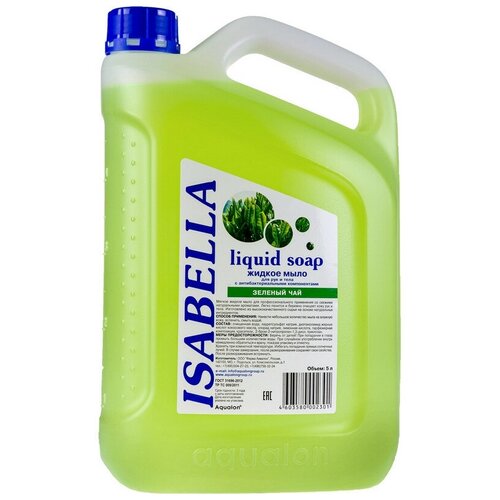Мыло жидкое Изабелла 5л, Зеленый чай, с антибактериальным эффектом