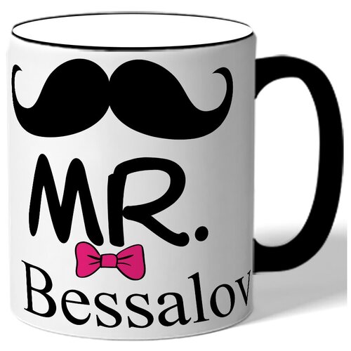 фото Кружка с цветной ручкой парная в подарок влюбленным mr. bessalov - усы drabs
