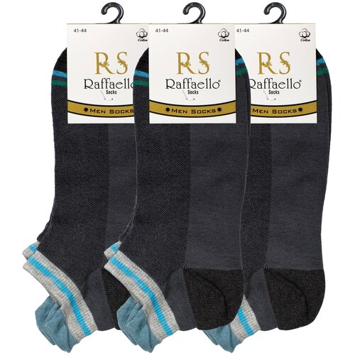 Мужские носки Raffaello Socks, 3 пары, укороченные, воздухопроницаемые, размер 41-44, серый