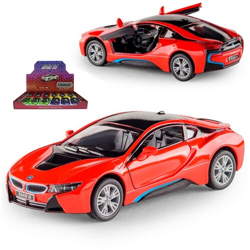 Металлическая машинка Kinsmart 1:36 «BMW i8» KT5379DA инерционная / Красный машинка kinsmart bmw i8 1 36 синяя арт кт5379 2