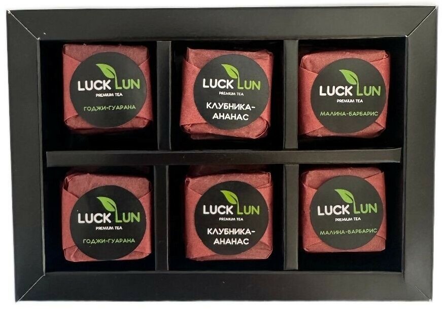 Прессованный чай LUCK LUN, подарочный набор № 3 "Ягодный бум Ассорти" 18 кубиков - фотография № 2