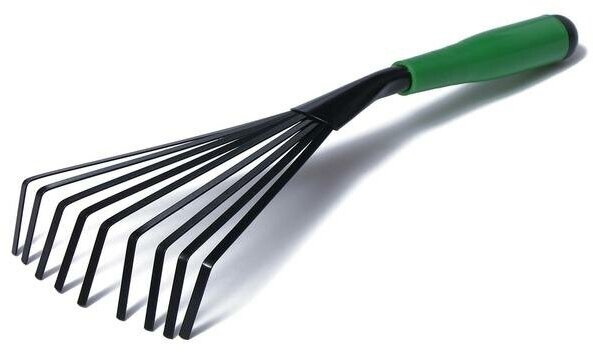 Грабли веерные Greengo пластинчатые, длина 40 см, 9 зубцов, металл, пластиковая ручка (CR1005F)