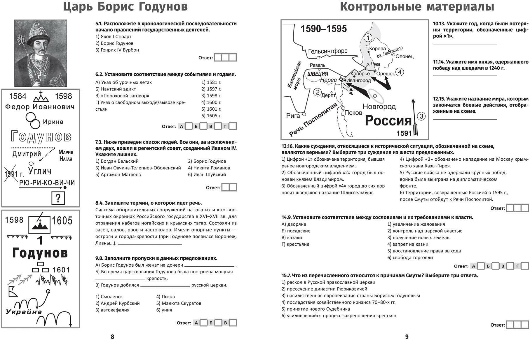 История России. XVII в. Карты. Графика. Тесты. От Федора Иоанновича до Петра Великого - фото №6