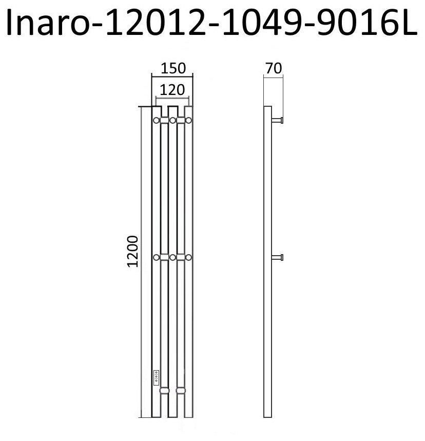 Полотенцесушитель электрический Маргроид INARO 1200х120 левый, скр.монтаж, белый матовый(RAL 9016) - фотография № 14