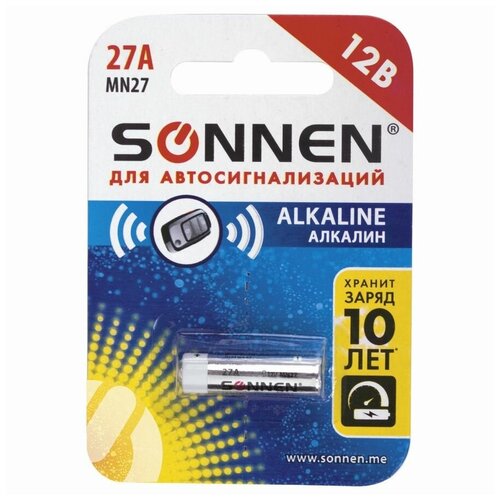 Батарейка SONNEN , 1 шт. батарейка gp super alkaline mn27 27a 12в 27а с5