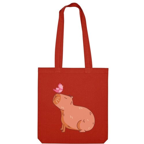 Сумка шоппер Us Basic, красный сумка капибара с розовой птицей желтый