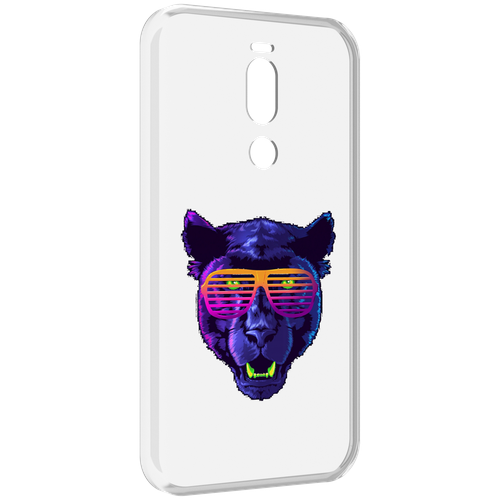 Чехол MyPads фиолетовая пума в очках для Meizu X8 задняя-панель-накладка-бампер