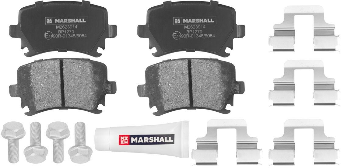 Тормозные колодки дисковые задние MARSHALL M2623914 для Audi A4 (B6, B7) 04-, Skoda Octavia II (1Z), III (5E) 04- // кросс-номер TRW GDB1622