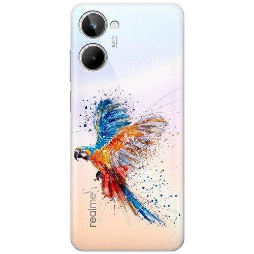 Силиконовый чехол на Realme 10 4G, Рилми 10 4Г с 3D принтом Colorful Parrot прозрачный чехол книжка на realme 10 4g рилми 10 4г с 3d принтом magic squares голубой