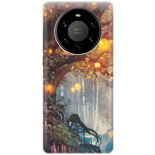 фото Ультратонкий силиконовый чехол-накладка для huawei mate 40 pro+ с принтом "лиса на древе" gosso