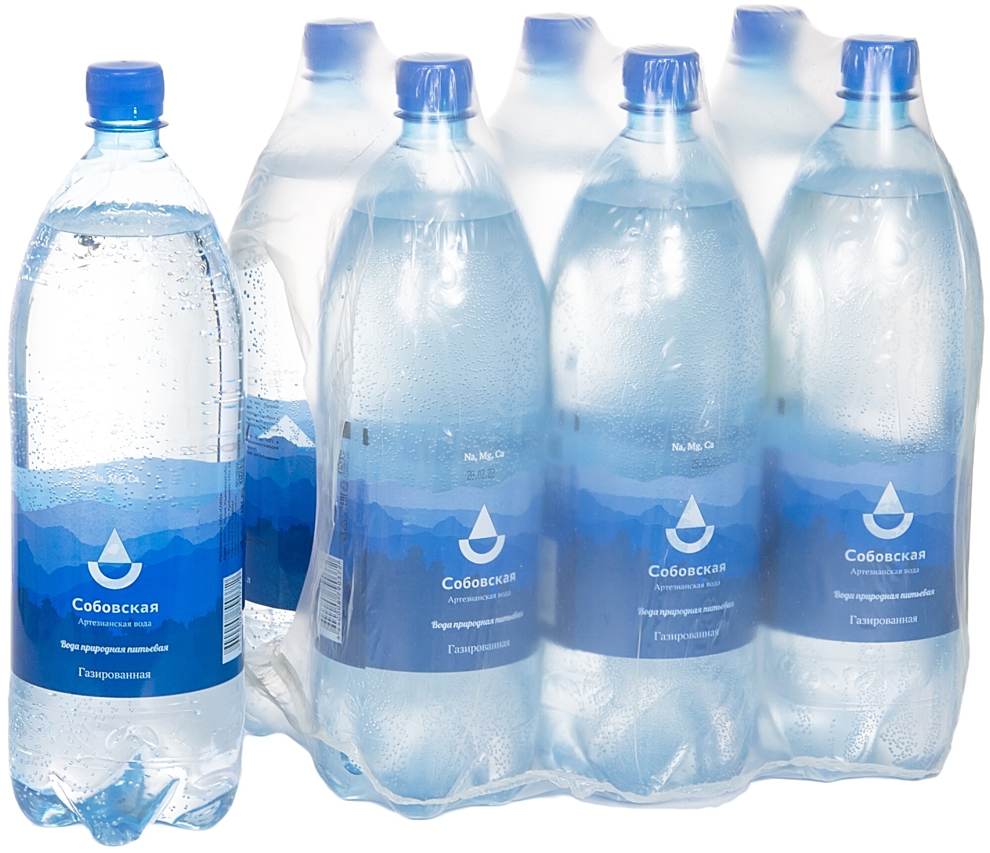 Вода природная питьевая собовская газированная 1,5л -6 шт.