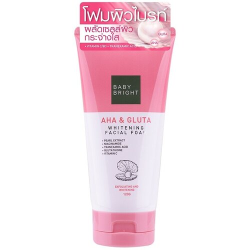 Отбеливающая пенка АНА и глютатион 120 гр. BABY BRIGHT AHA & GLUTA WHITENING FACIAL FOAM 120G