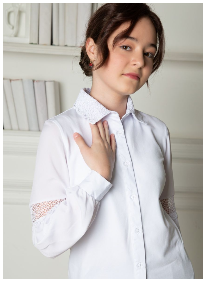 Блузка для девочки, блузка школьная, с длинным шифоновым рукавом / Белый слон 5337 (белый) р.170 (40-2) - фотография № 3