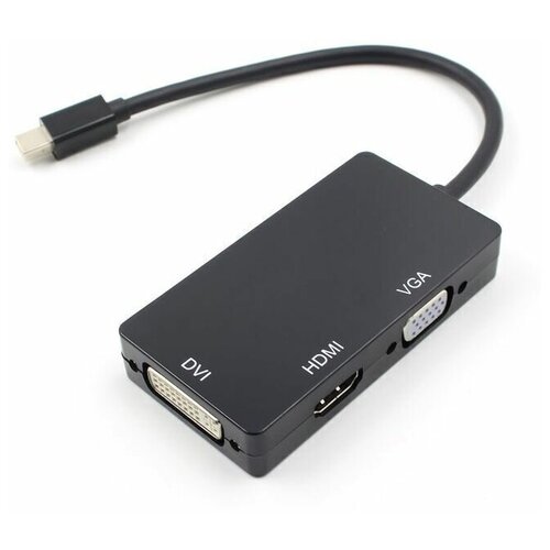переходник адаптер mini displayport to hdmi vga dvi черный Адаптер мини DisplayPort to HDMI VGA DVI 3 в 1
