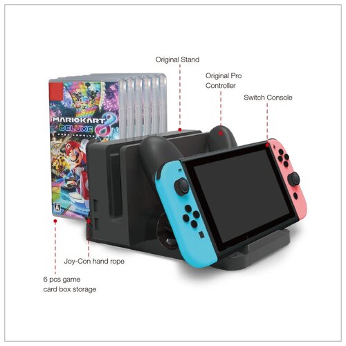 Dobe Зарядная станция Switch Multi-Function Charging Stand для Nintendo Switch (TNS-871), черный..