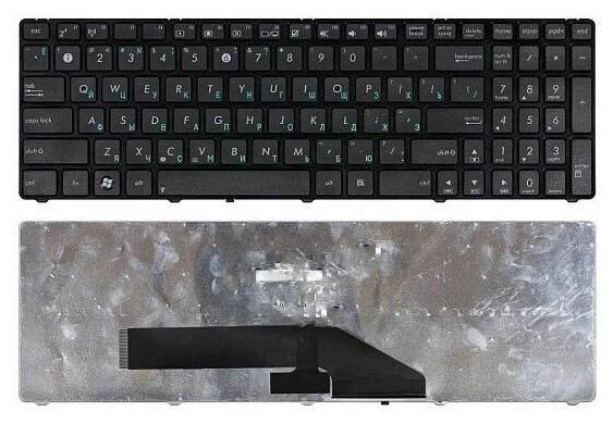 Клавиатура для ноутбука Asus K50, K60, K70 черная, с рамкой