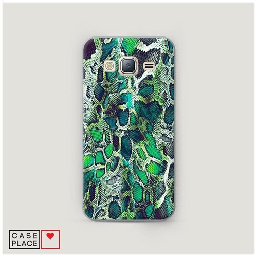 фото Чехол пластиковый samsung galaxy j3 2016 зеленая кожа змеи case place