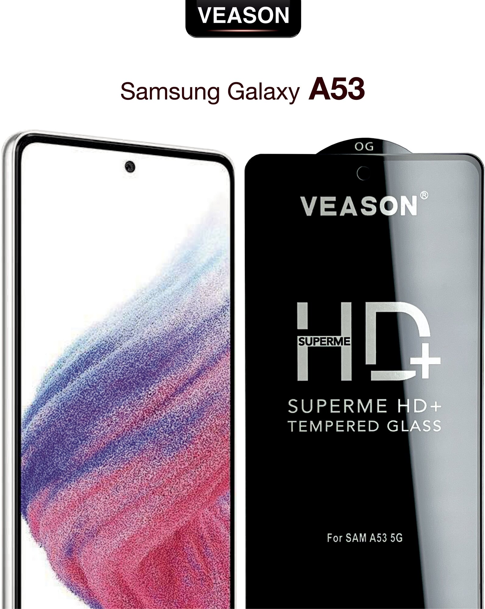 Защитное стекло VEASON для Samsung Galaxy A53 / 6.5 дюйма (с олеофобным покрытием на самсунг а53)