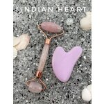 INDIAN HEART Набор Гуаша / Массажёр для лица / Мезороллер для тела / Ролик Гуаша / Роллер и скребок для массажа - изображение