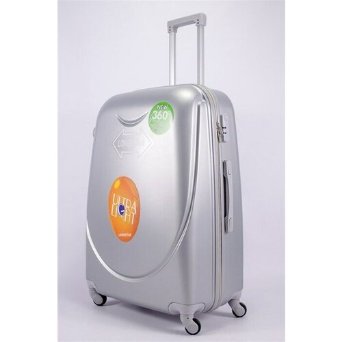 фото Чемодан пластиковый ultra light, серебристый. 4 колеса, размер m feybaul